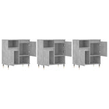 3 pcs sideboards concrete gray engineered wood