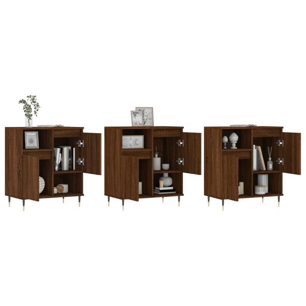 Buffets 3 pcs Chêne marron Bois d'ingénierie