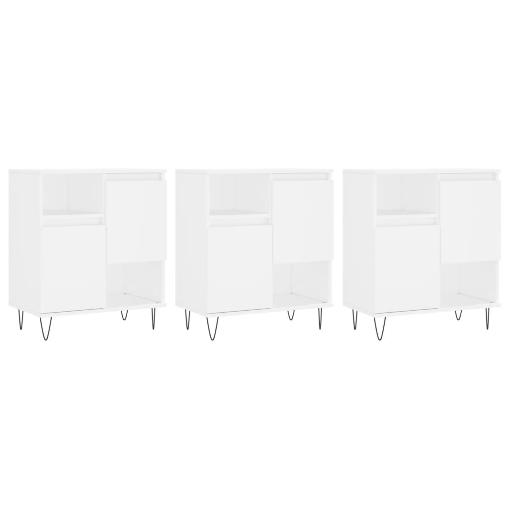 Buffets 3 pcs Blanc Bois d'ingénierie