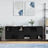 Buffets 3 pcs noir bois d'ingénierie