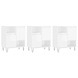 Buffets 3 pcs blanc brillant bois d'ingénierie