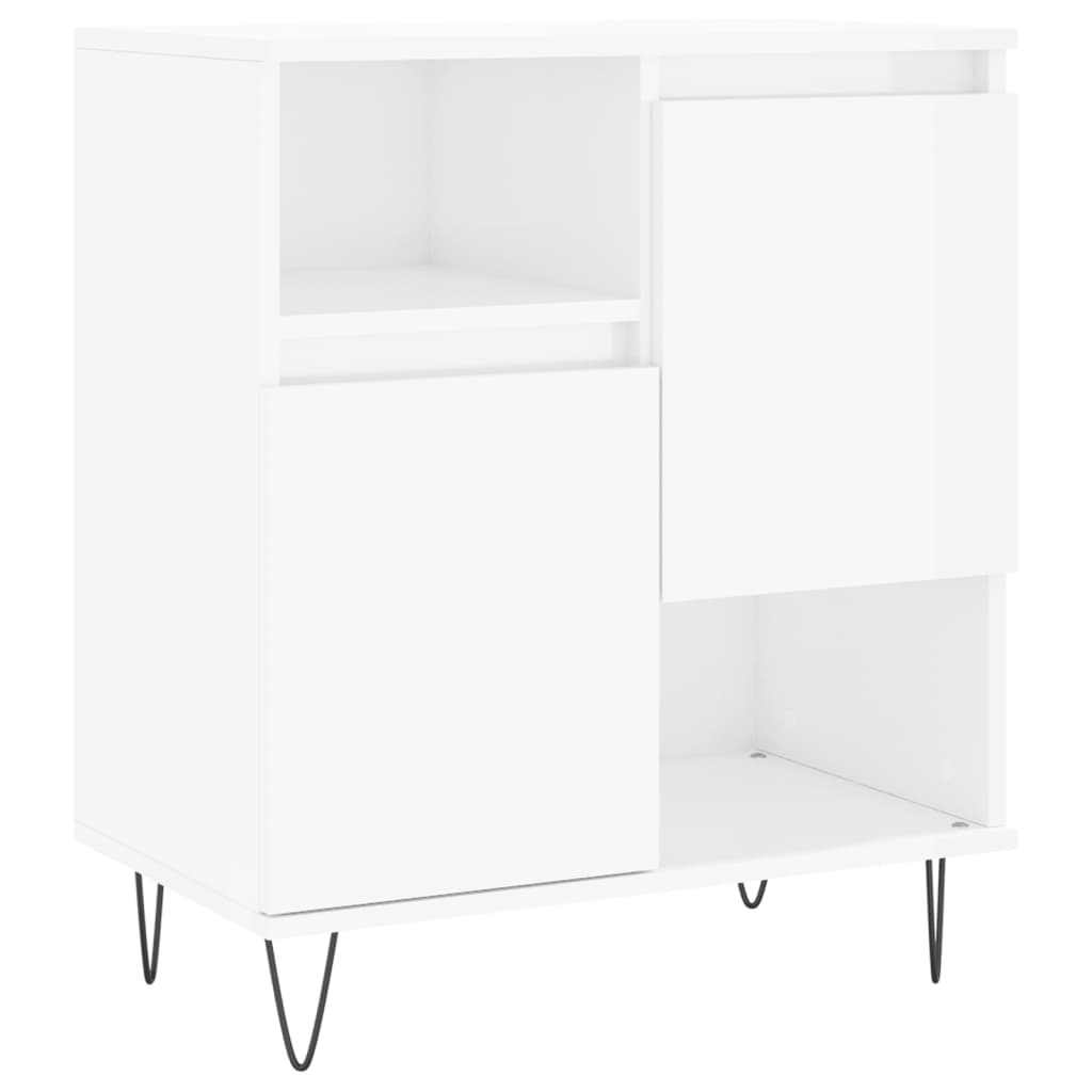 Buffets 3 pcs blanc brillant bois d'ingénierie