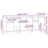 Sideboards 3 Stück aus grauem Beton-Holzwerkstoff