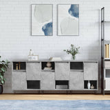 Sideboards 3 Stück aus grauem Beton-Holzwerkstoff