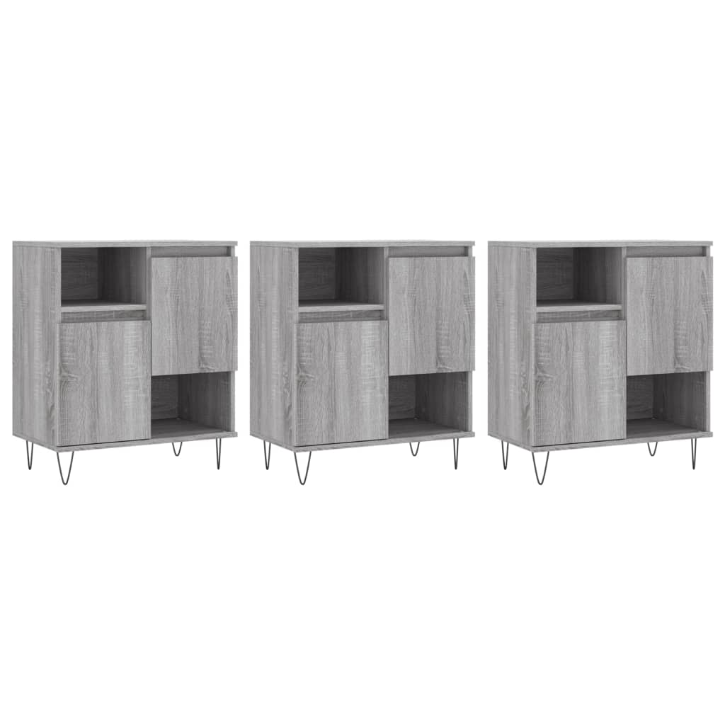 Buffets 3 pcs Sonoma gris Bois d'ingénierie