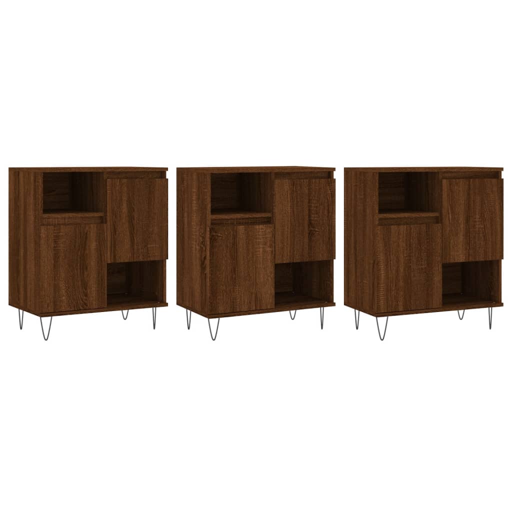 Buffets 3 pcs Chêne marron Bois d'ingénierie