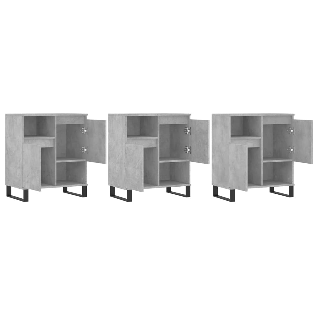 Buffets 3 pcs gris béton bois d'ingénierie