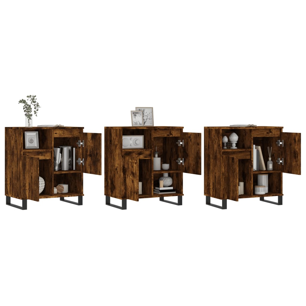 Buffets 3 pcs Chêne fumé Bois d'ingénierie