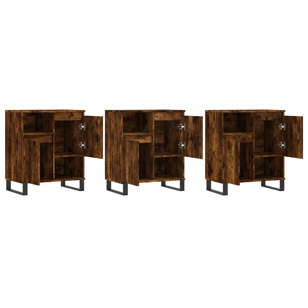 Buffets 3 pcs Chêne fumé Bois d'ingénierie