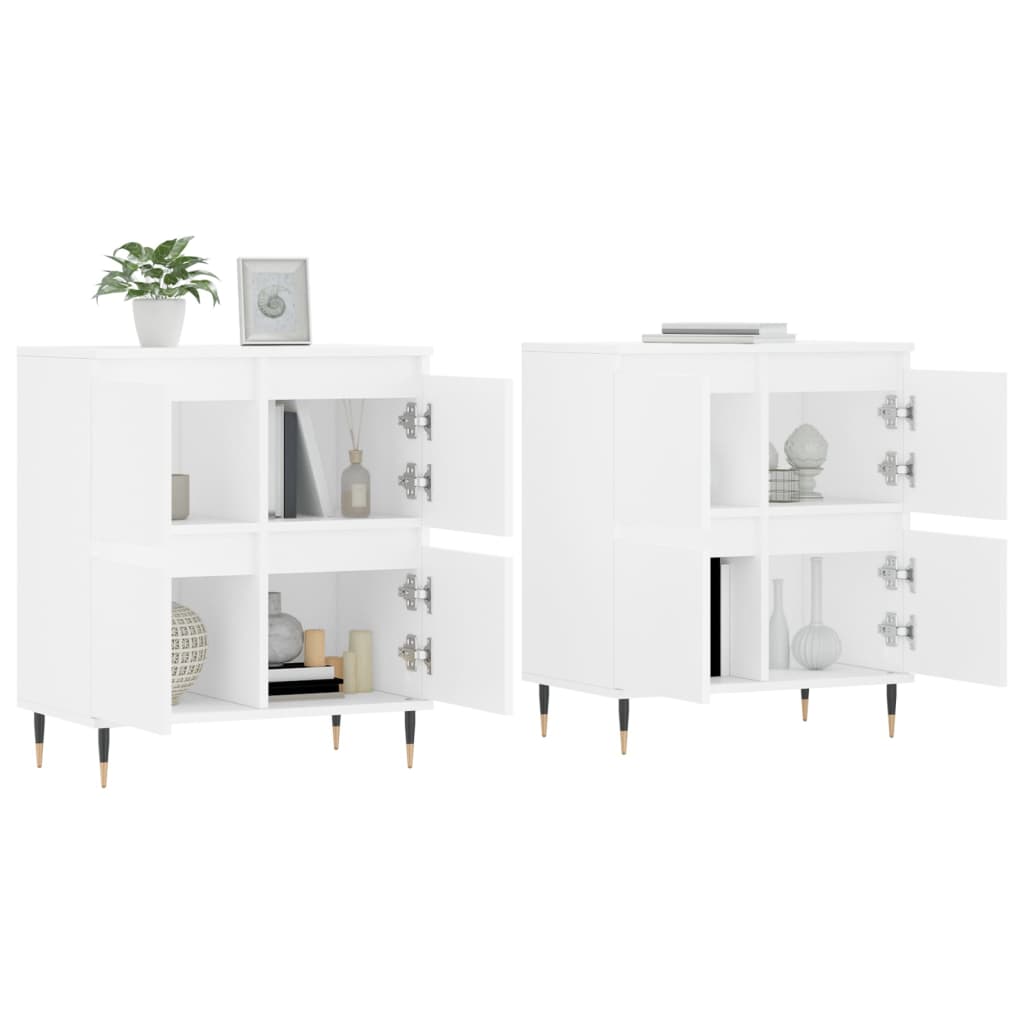 Buffets 2 pcs blanc bois d'ingénierie