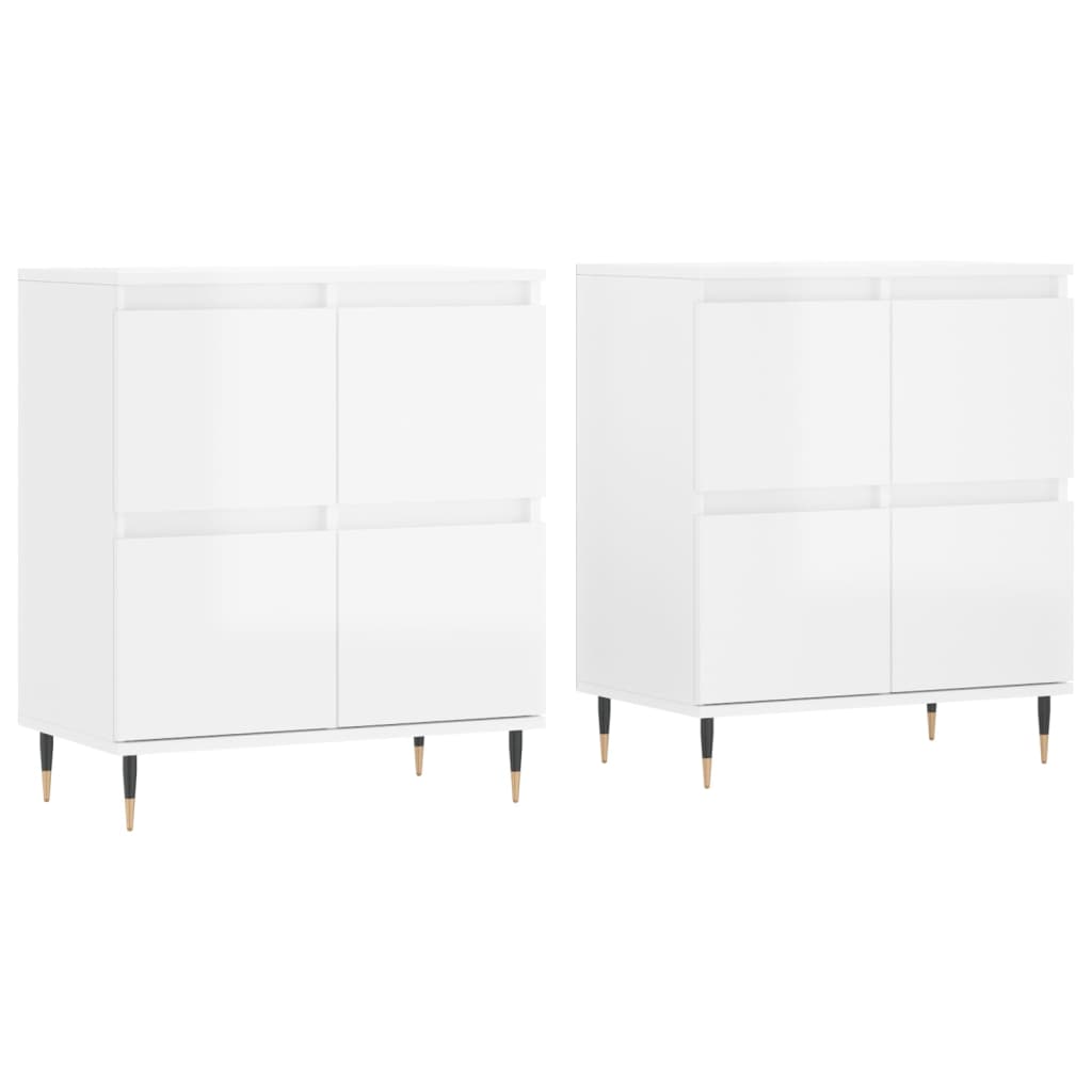 Buffets 2 pcs blanc brillant bois d'ingénierie