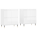 Buffets 2 pcs blanc brillant bois d'ingénierie