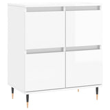 Buffets 2 pcs blanc brillant bois d'ingénierie