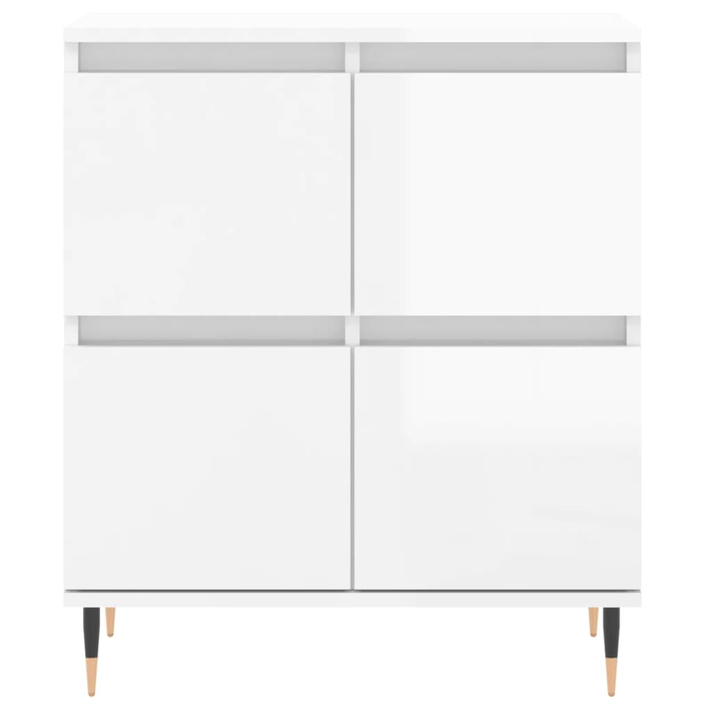 Buffets 2 pcs blanc brillant bois d'ingénierie