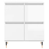 Buffets 2 pcs blanc brillant bois d'ingénierie