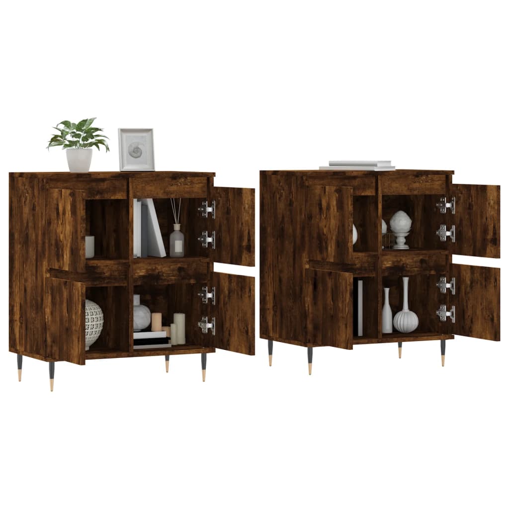 Buffets 2 pcs chêne fumé bois d'ingénierie