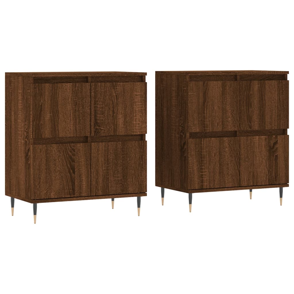 Buffets 2 pcs chêne marron bois d'ingénierie