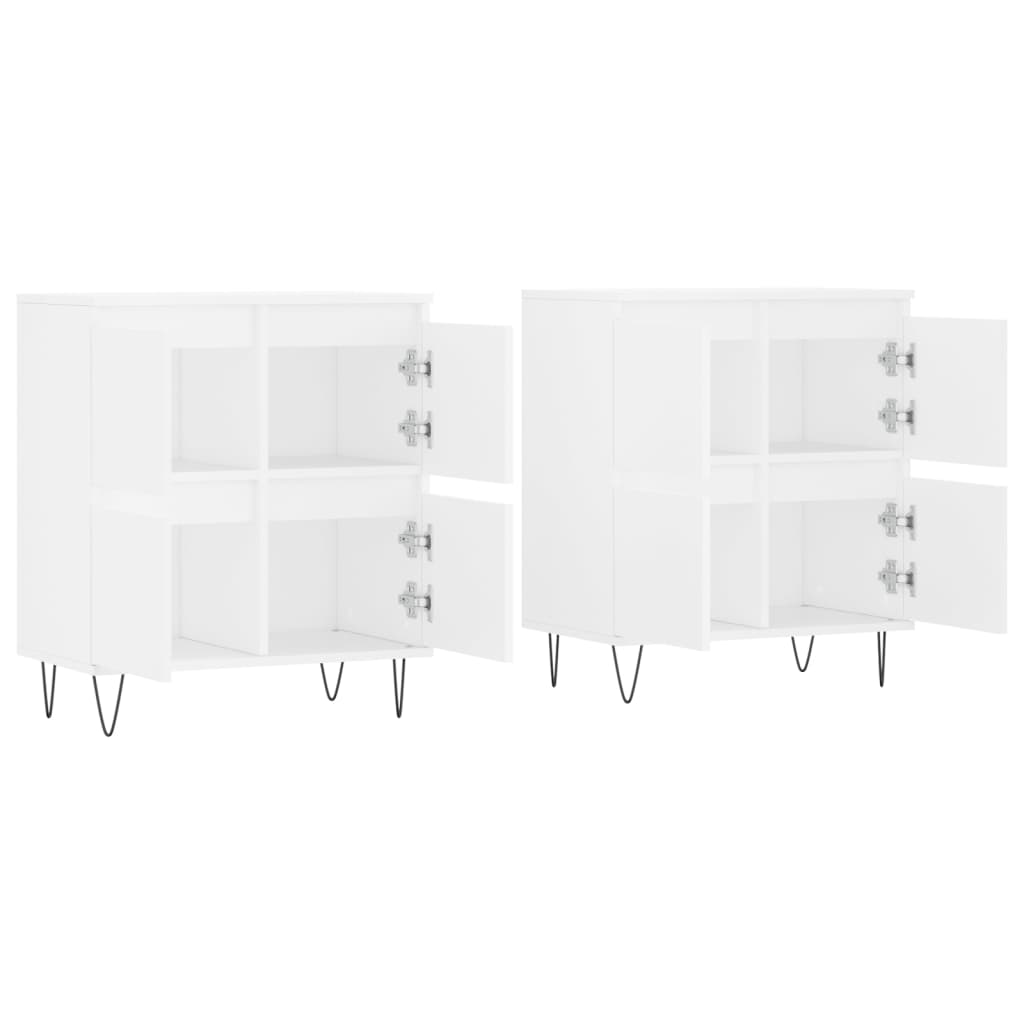 Buffets 2 pcs blanc bois d'ingénierie