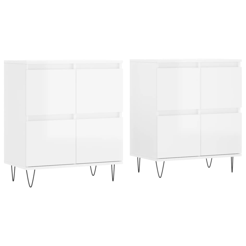 Buffets 2 pcs blanc brillant bois d'ingénierie