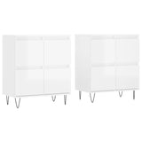 Buffets 2 pcs blanc brillant bois d'ingénierie