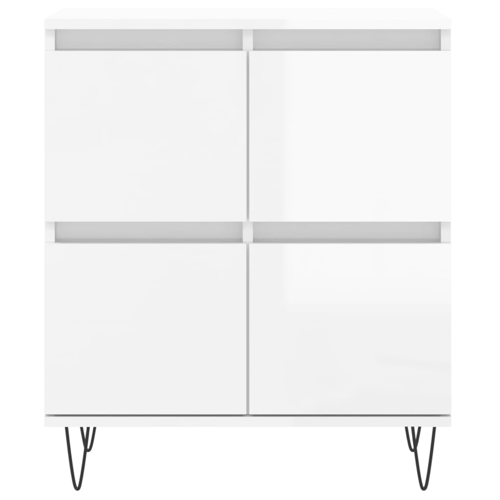 Buffets 2 pcs blanc brillant bois d'ingénierie