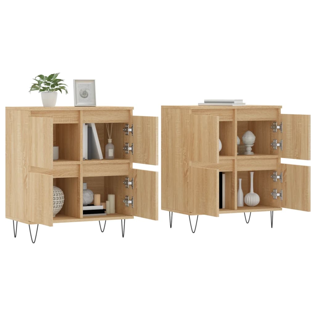 Buffets 2 pcs chêne sonoma bois d'ingénierie