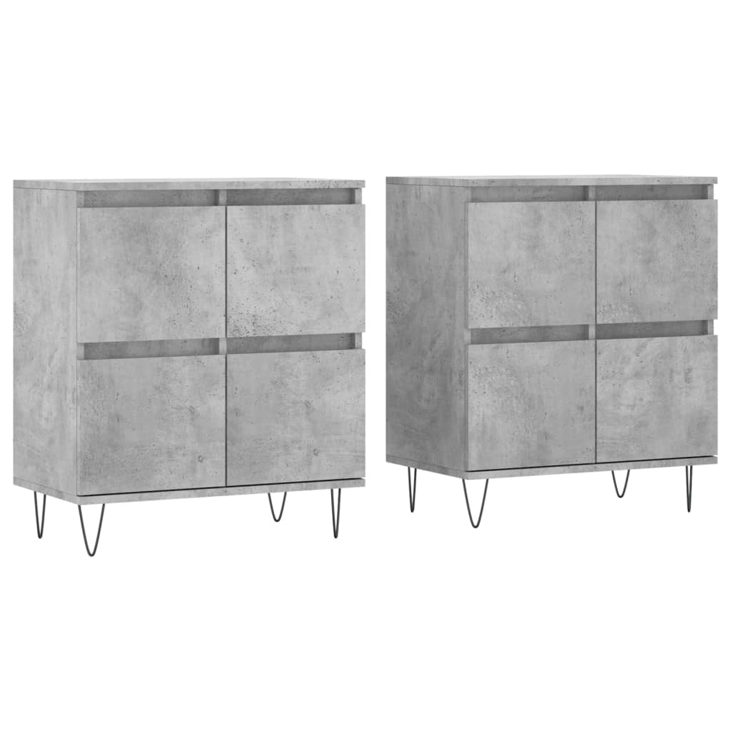 Sideboards 2 Stück aus grauem Beton-Holzwerkstoff