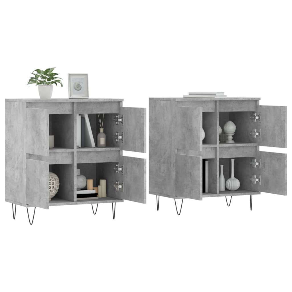 Sideboards 2 Stück aus grauem Beton-Holzwerkstoff