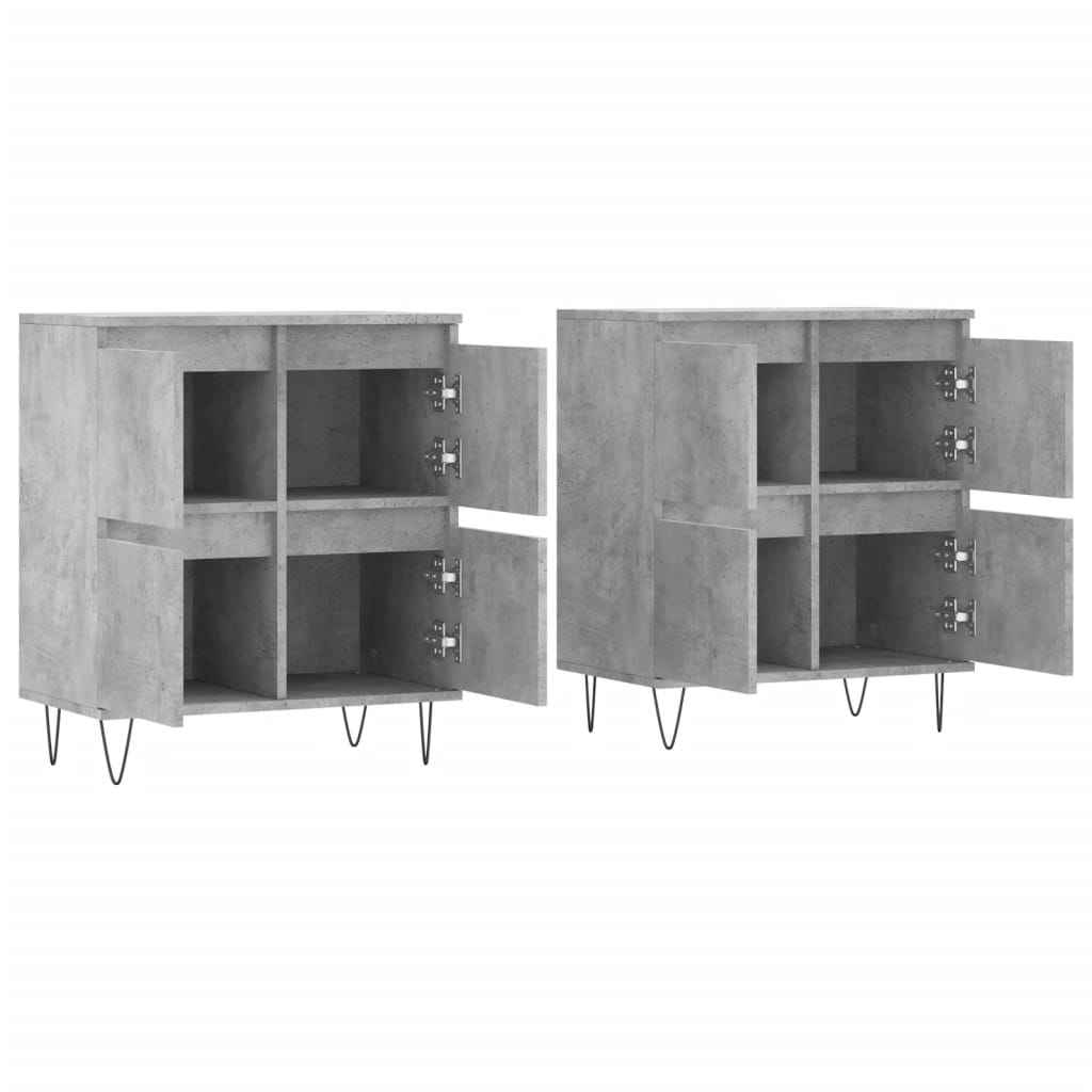 Sideboards 2 Stück aus grauem Beton-Holzwerkstoff