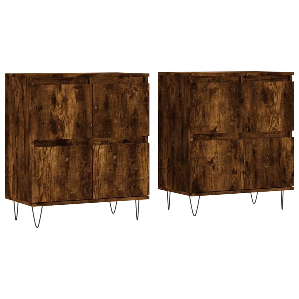 Buffets 2 pcs chêne fumé bois d'ingénierie