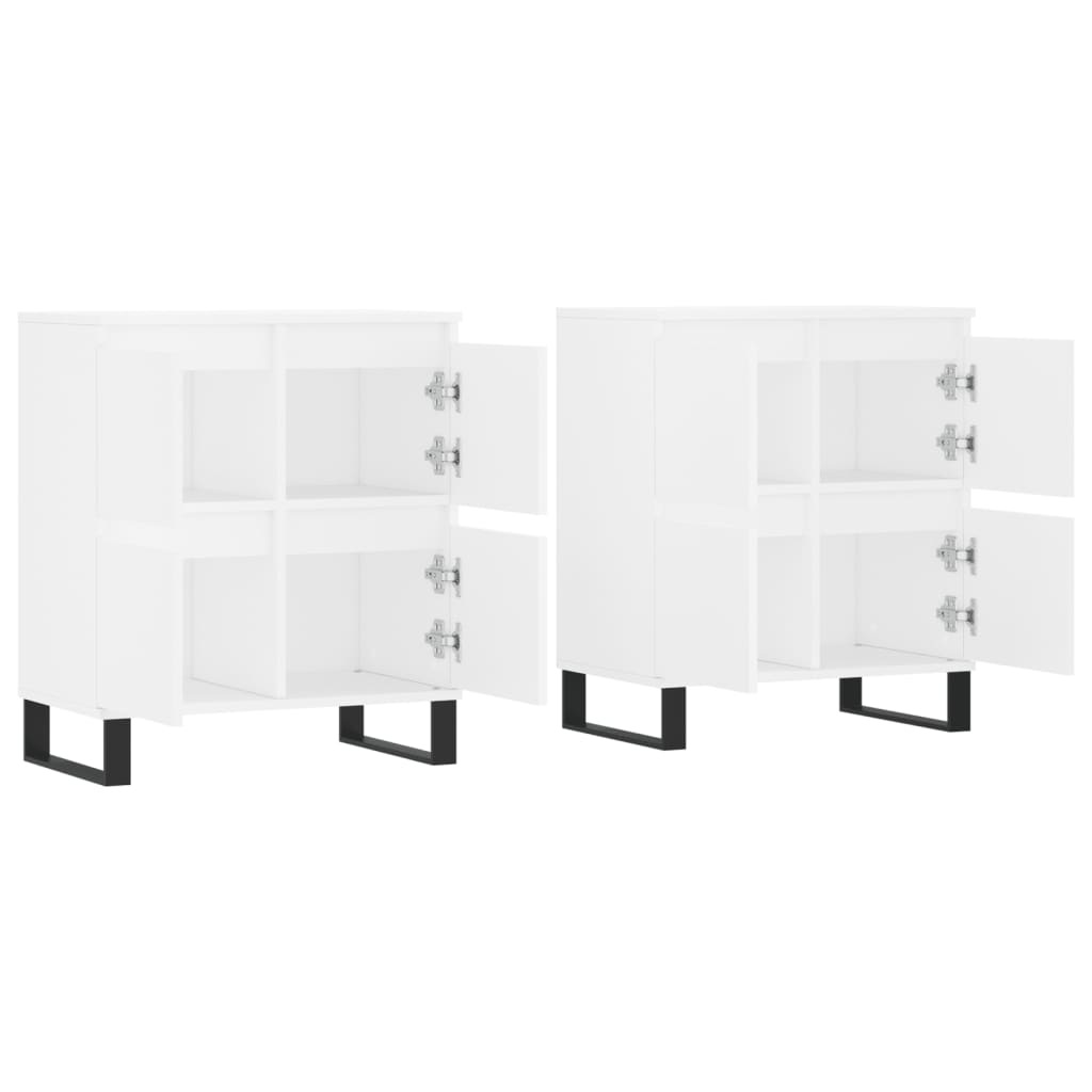 Buffets 2 pcs blanc bois d'ingénierie