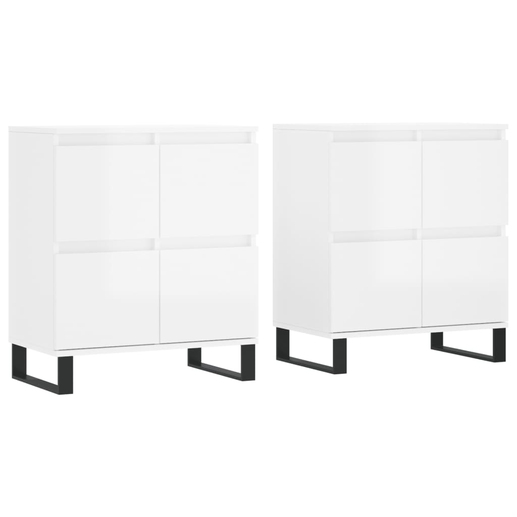 Buffets 2 pcs blanc brillant bois d'ingénierie