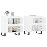 Buffets 2 pcs blanc brillant bois d'ingénierie