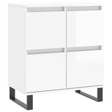 Buffets 2 pcs blanc brillant bois d'ingénierie