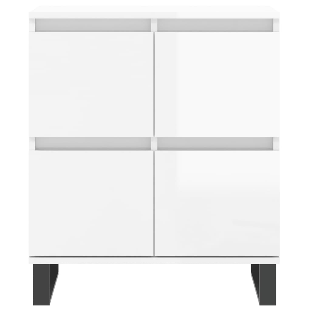 Buffets 2 pcs blanc brillant bois d'ingénierie