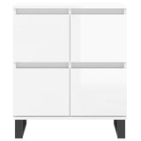 Buffets 2 pcs blanc brillant bois d'ingénierie