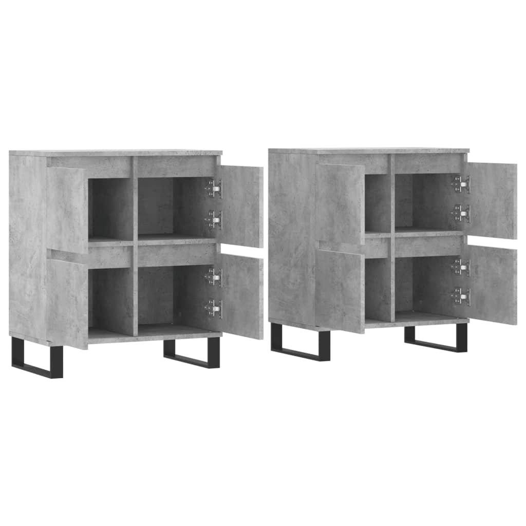 Buffets 2 pcs gris béton bois d'ingénierie