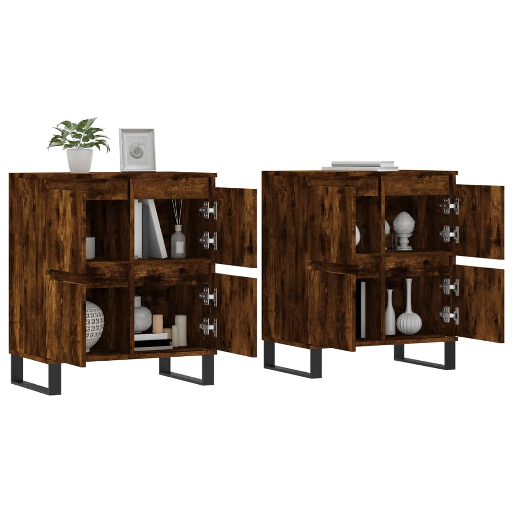 Buffets 2 pcs chêne fumé bois d'ingénierie