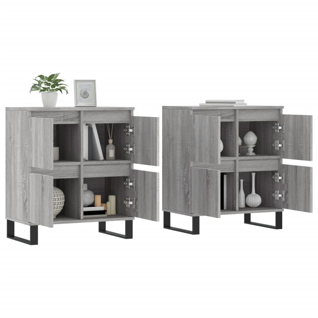 Buffets 2 pcs sonoma gris bois d'ingénierie