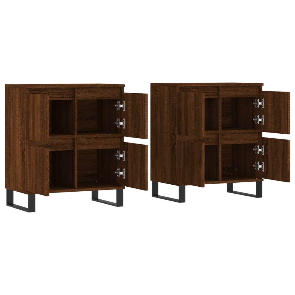 Buffets 2 pcs chêne marron bois d'ingénierie