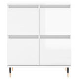 Buffets 3 pcs blanc brillant bois d'ingénierie