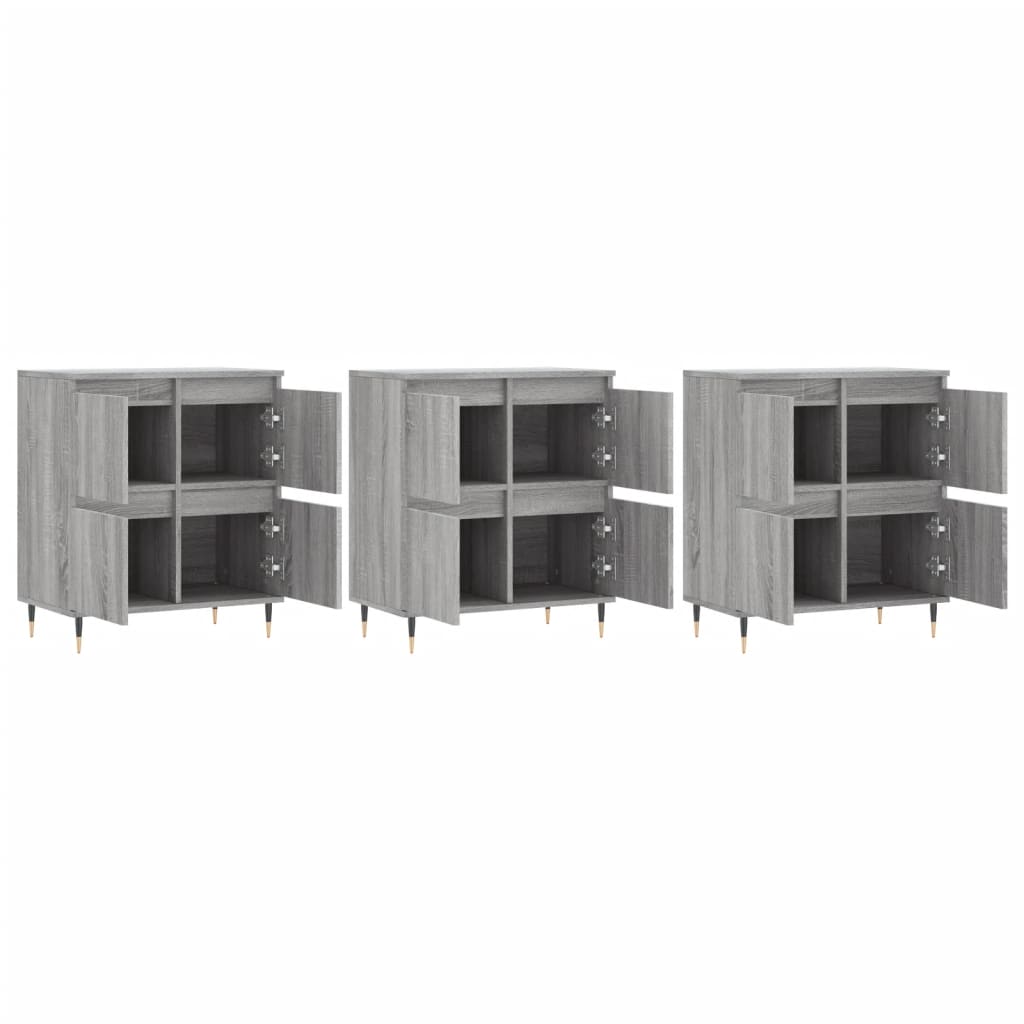 Buffets 3 pcs Sonoma gris Bois d'ingénierie