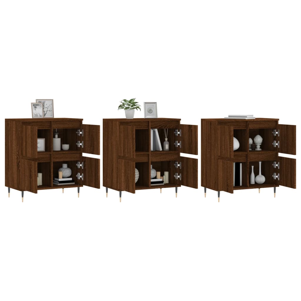 Buffets 3 pcs Chêne marron Bois d'ingénierie