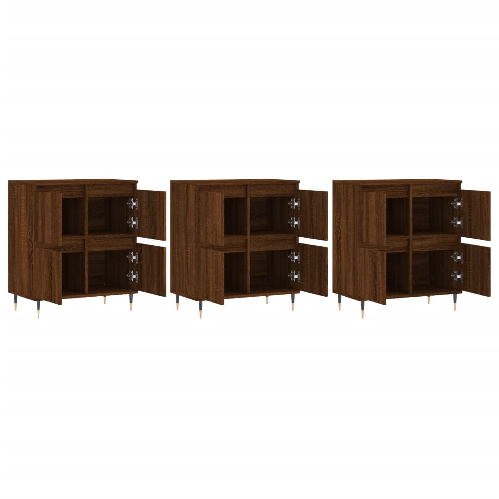 Buffets 3 pcs Chêne marron Bois d'ingénierie