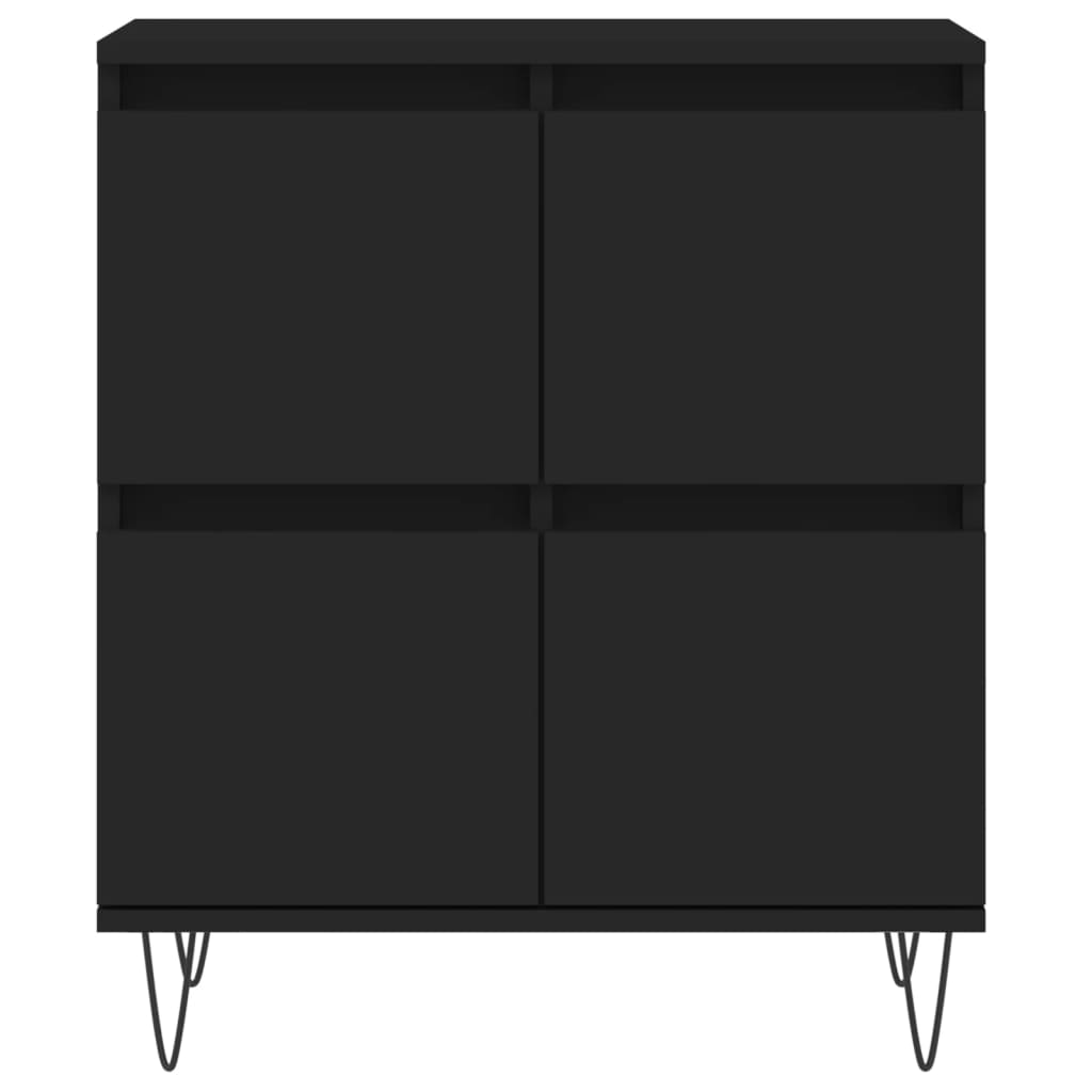 Buffets 3 pcs noir bois d'ingénierie