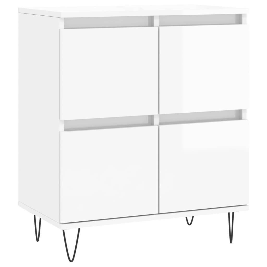 3 pcs sideboards white gloss engineered wood