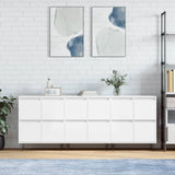 3 pcs sideboards white gloss engineered wood