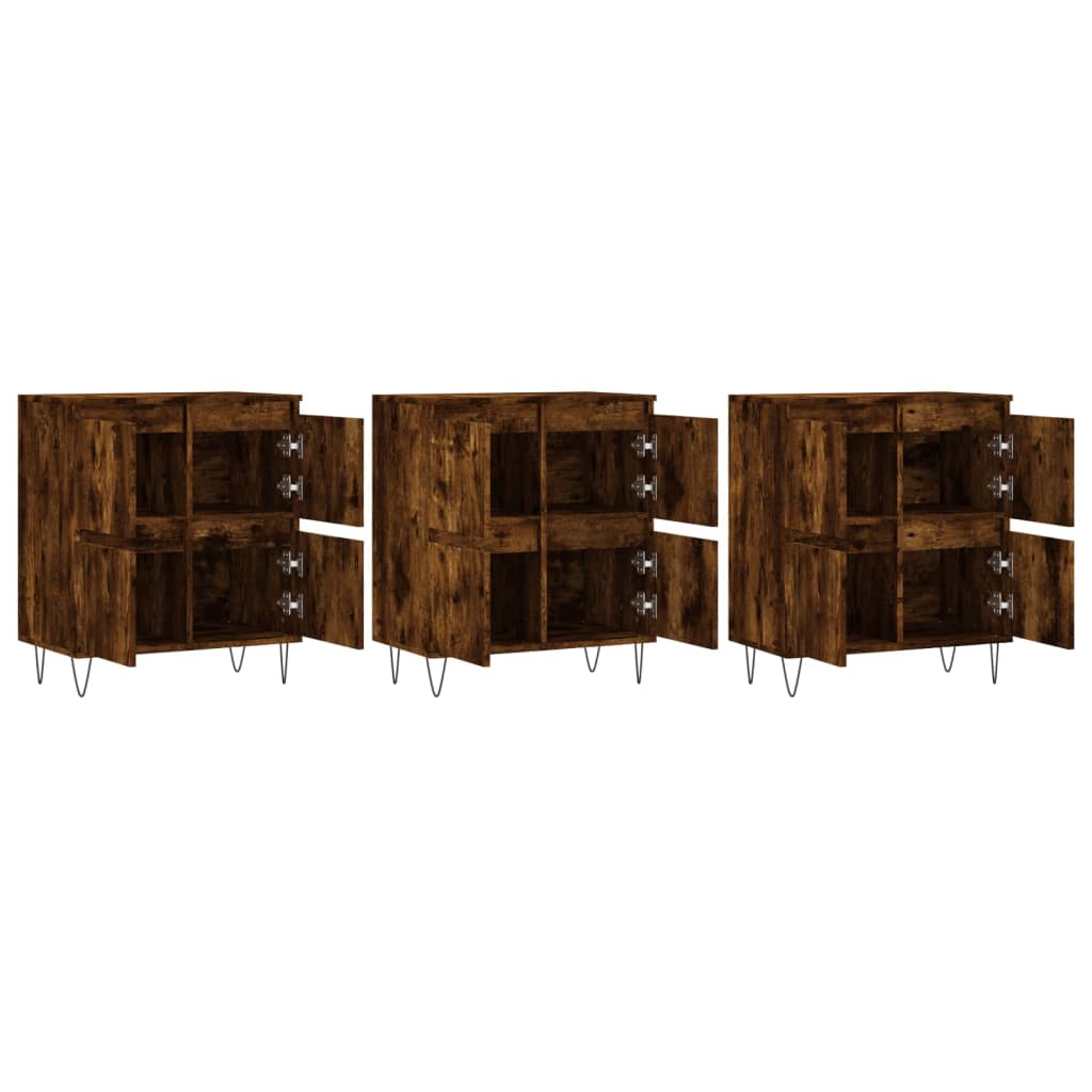 Buffets 3 pcs Chêne fumé Bois d'ingénierie