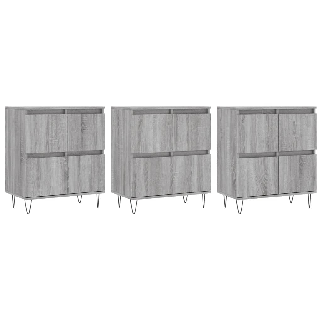 Buffets 3 pcs Sonoma gris Bois d'ingénierie