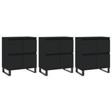 Buffets 3 pcs noir bois d'ingénierie